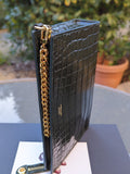 Bespoke Dark Green Crocodile Pouch Bag - Ascot Shoes