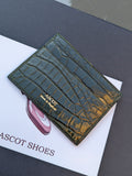 Credit Card Slip - Dark Green Crocodile - Ascot Shoes