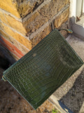 Bespoke Dark Green Crocodile Pouch Bag - Ascot Shoes