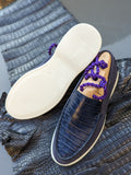 Ascot Cannes - Navy Blue Crocodile & Suede - Ascot Shoes