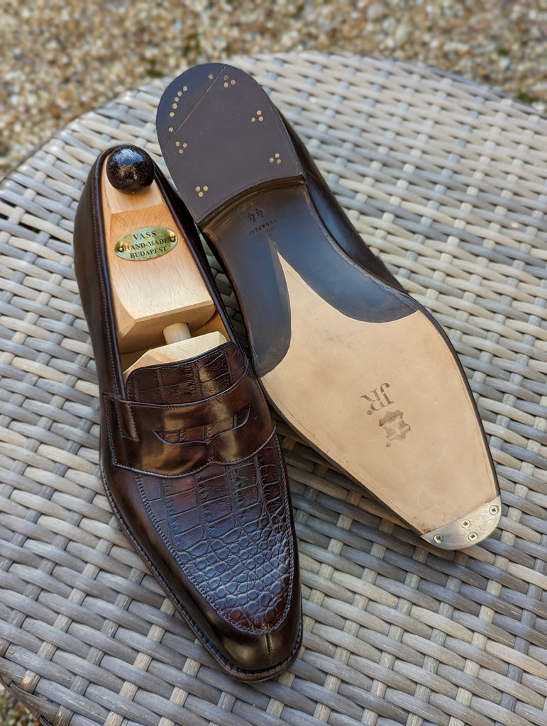 Custom Brown Crocodile Loafers for Gary - Ascot Shoes