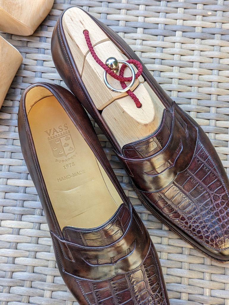 Custom Brown Crocodile Loafers for Gary - Ascot Shoes