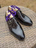 Ascot Single Monk - Black Crocodile - Ascot Shoes