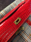 Clutch Bag - Red Crocodile - Ascot Shoes