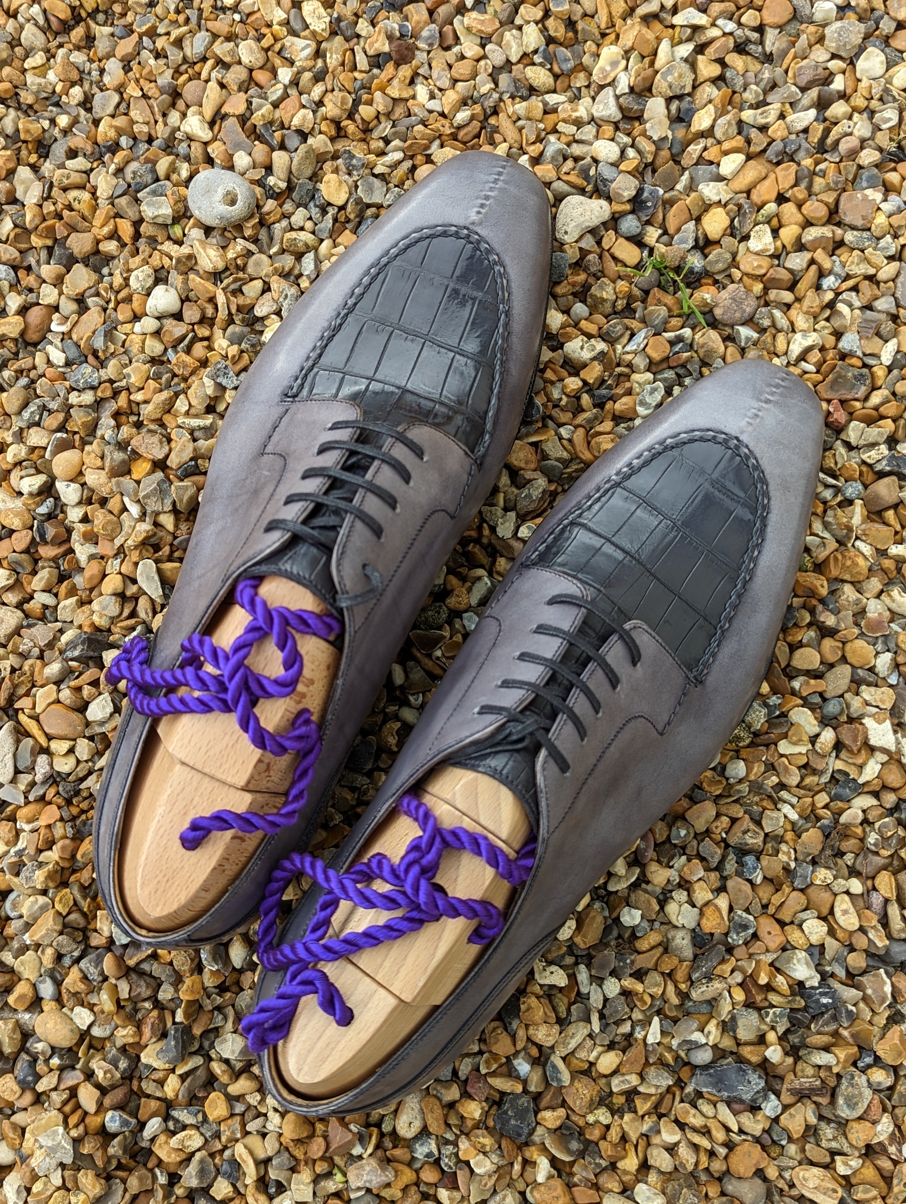 Ascot Kaan - Grey Calf & Grey Crocodile - Ascot Shoes