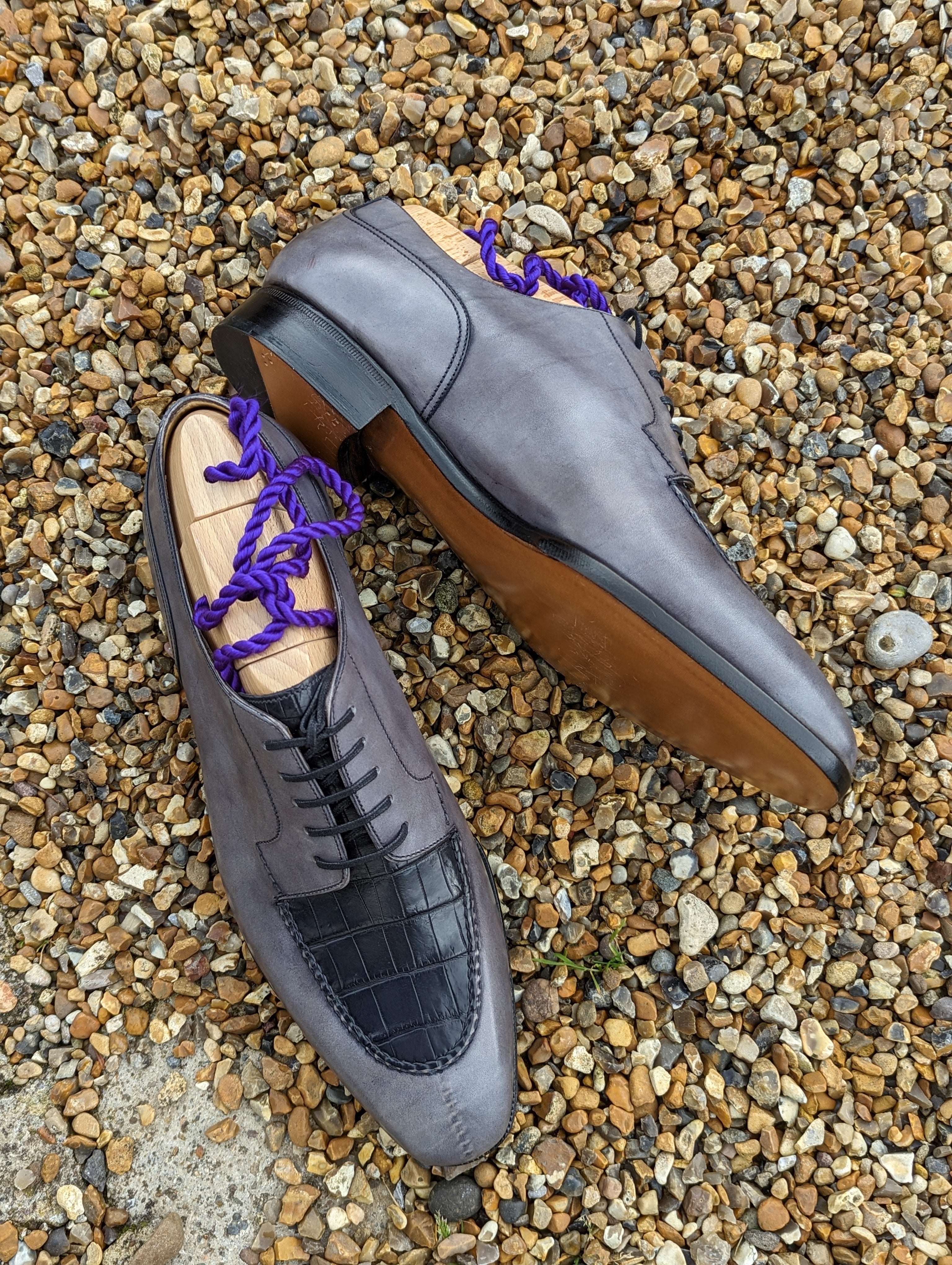 Ascot Kaan - Grey Calf & Grey Crocodile - Ascot Shoes