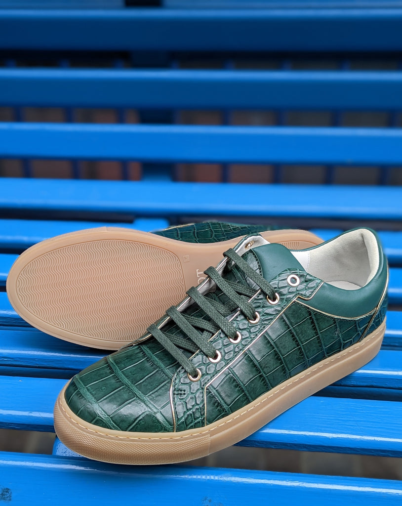 Ascot Sneaker -Green Alligator, UK 10 - Ascot Shoes