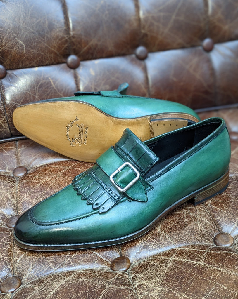 Ascot Golf Tassel Loafer - Green Semi Crocodile, UK 8 - Ascot Shoes