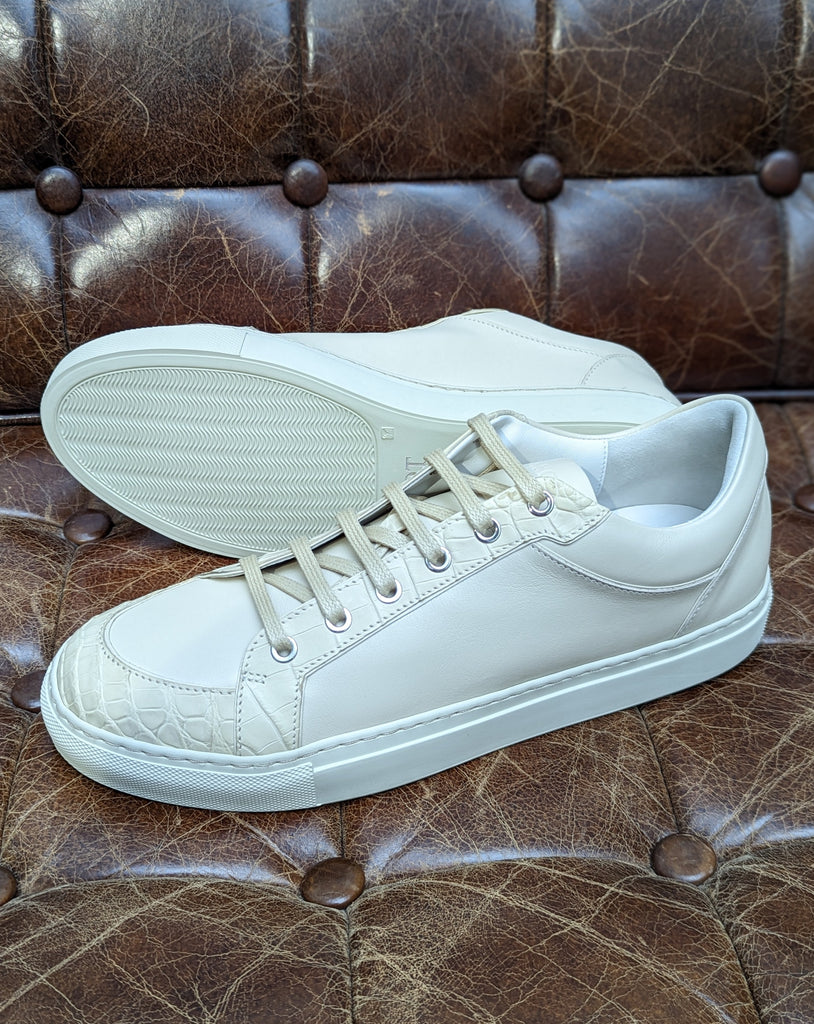 Ascot Sneaker - Cream Semi Croc, UK 9 - Ascot Shoes
