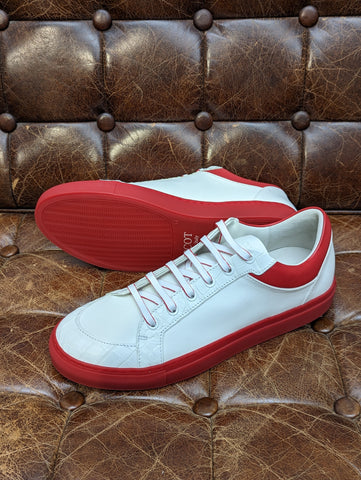 Ascot Sneaker - White / Red Semi Croc, UK 9.5