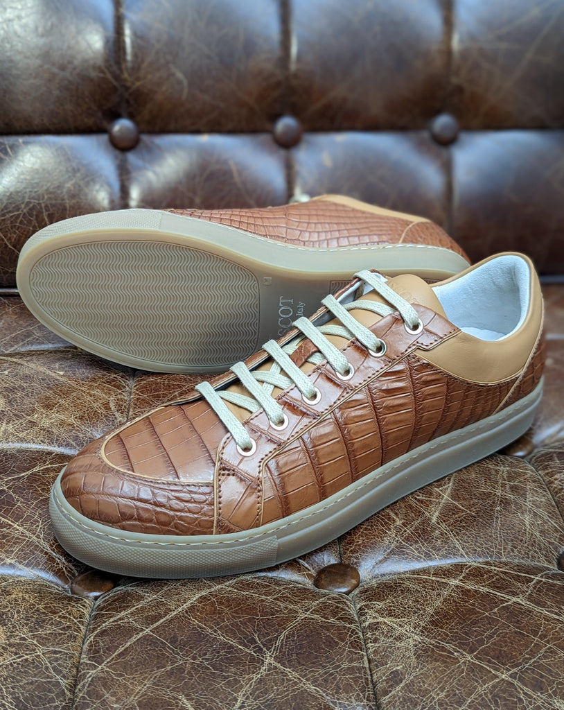 Ascot Sneaker - Tan Crocodile, UK 10 - Ascot Shoes