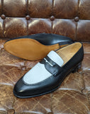 Ascot Sinatra - White Crocodile & Black Calf, UK 10.5 - Ascot Shoes