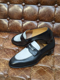Ascot Sinatra - White Crocodile & Black Calf, UK 10.5 - Ascot Shoes