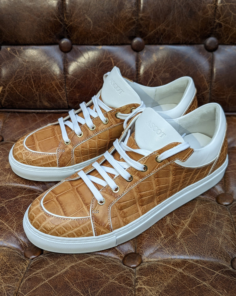 Ascot Sneaker - Tan Crocodile, UK 9 - Ascot Shoes