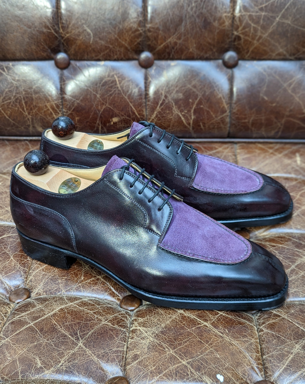 Ascot Kaan - Plum museum calf & Purple suede, UK 10, U last - Ascot Shoes