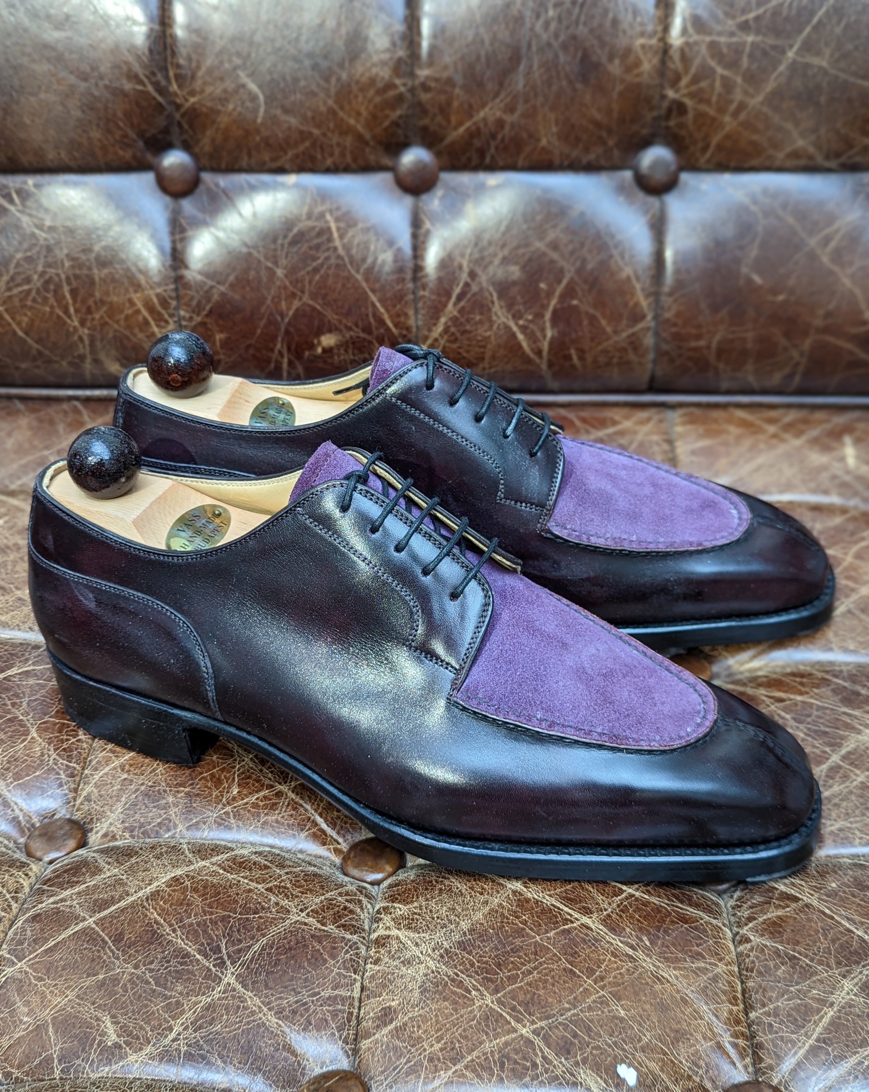 Ascot Kaan - Plum museum calf & Purple suede, UK 10, U last - Ascot Shoes