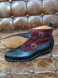 Enzo Bonafe - Black calf & Burgundy suede, UK 9.5 - Ascot Shoes
