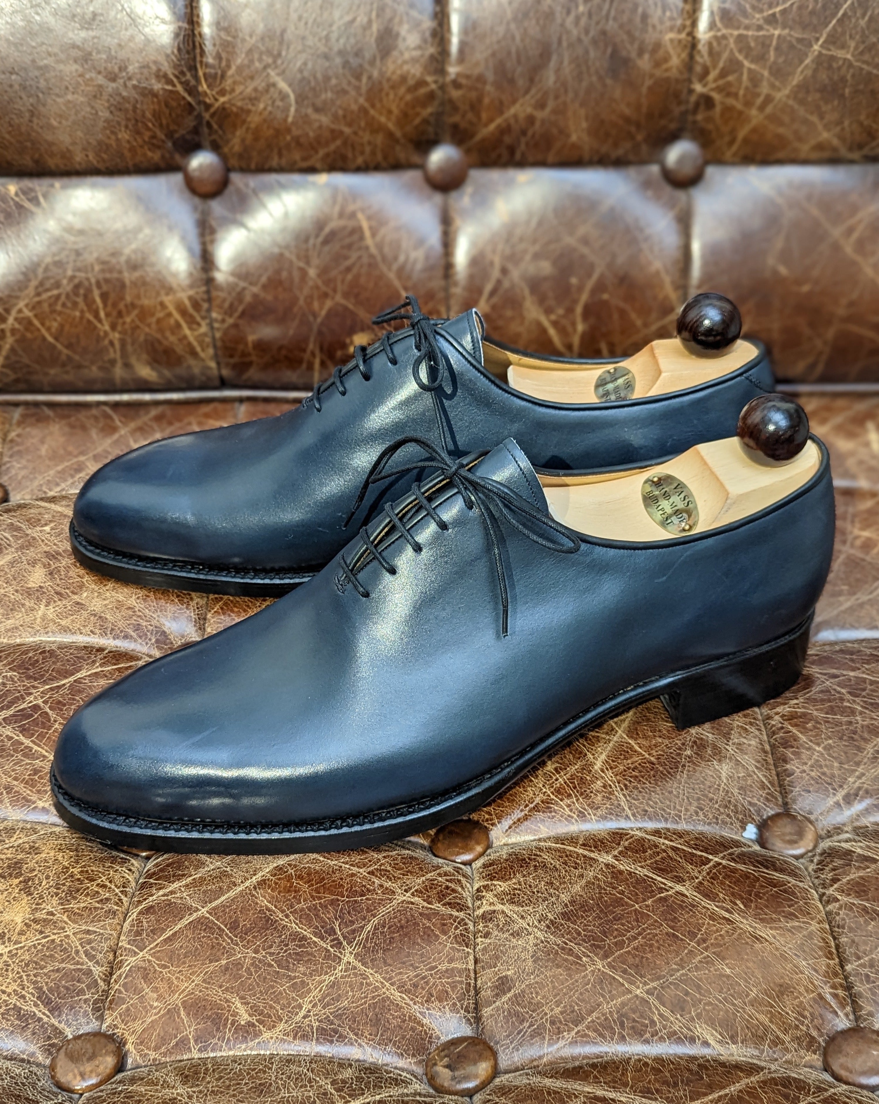 Vass Wholecut - Blue calf, UK 11, F last - Ascot Shoes