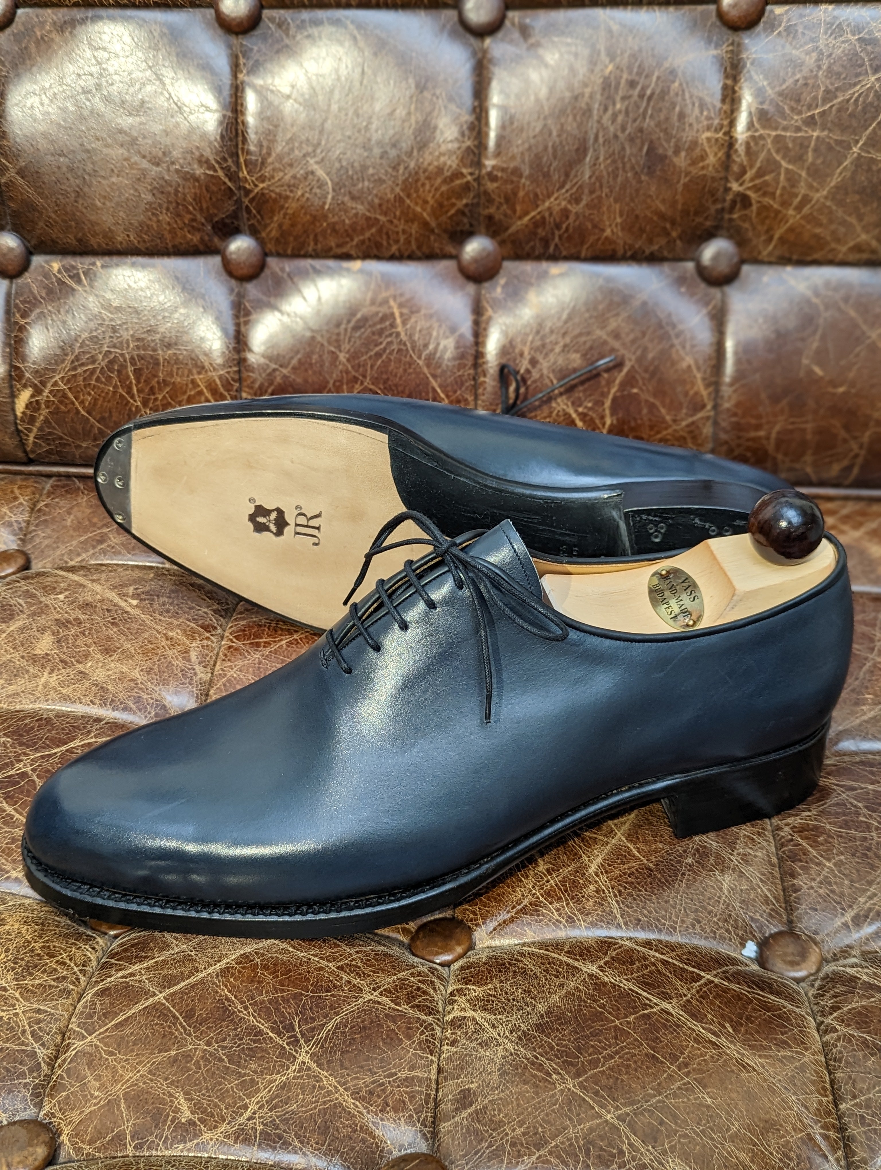 Vass Wholecut - Blue calf, UK 11, F last - Ascot Shoes