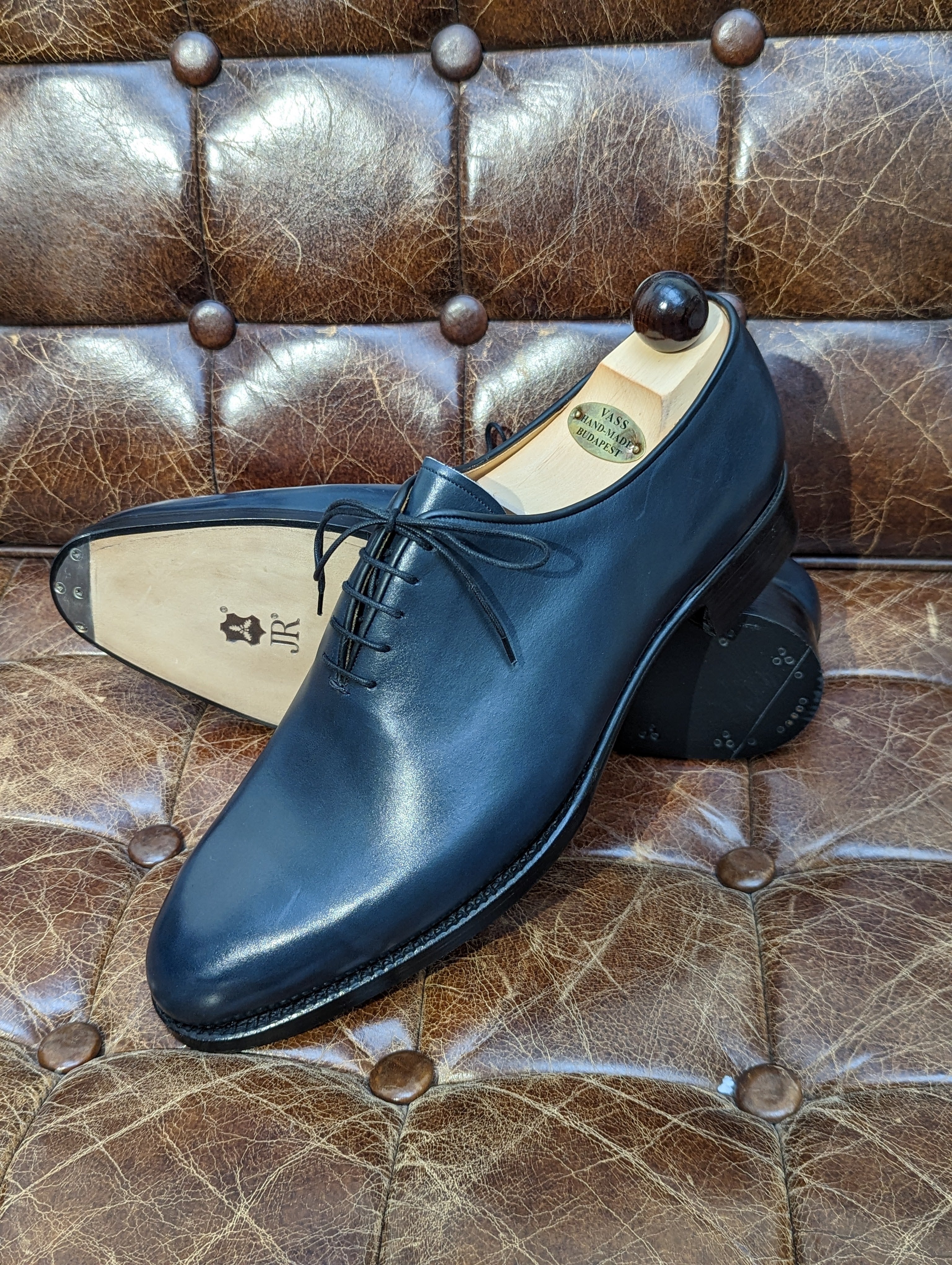 Vass Wholecut - Blue calf, UK 11, F last - Ascot Shoes