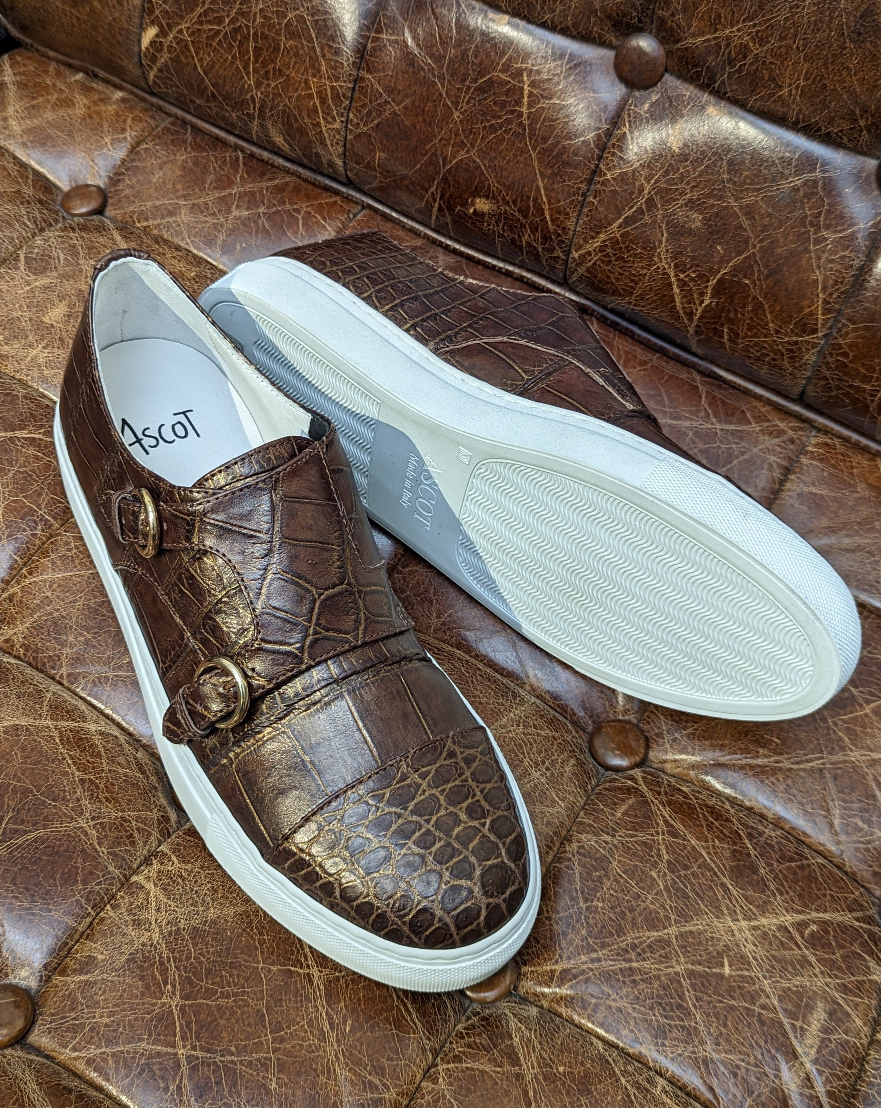 Ascot DB Sneaker - Bronze Croc, UK 9.5 - Ascot Shoes