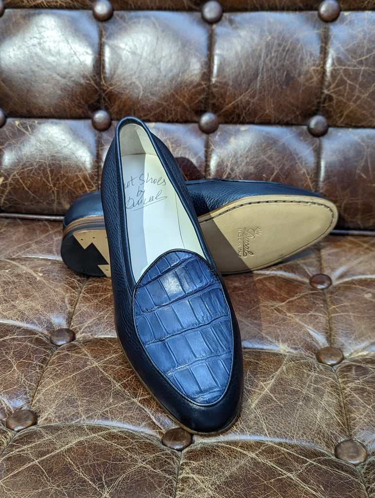 Belgian Loafer - Blue Deer & Blue Croc, UK 7 - Ascot Shoes