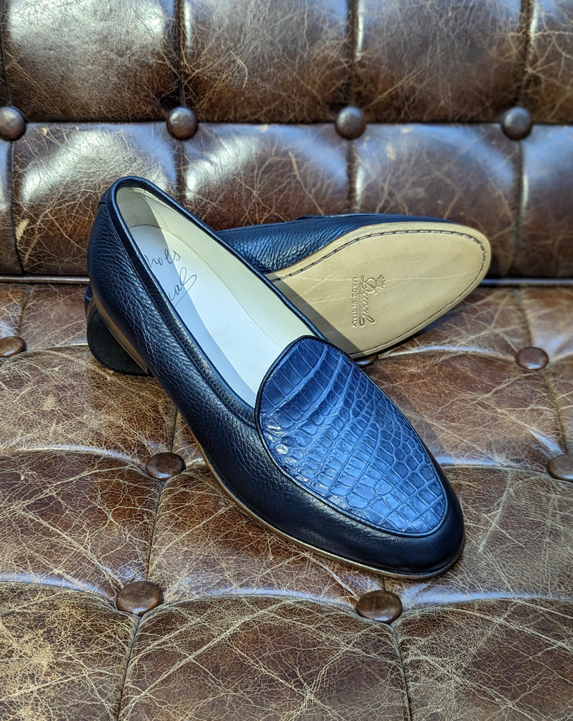 Belgian Loafer - Blue Deer & Croc, UK 6 - Ascot Shoes