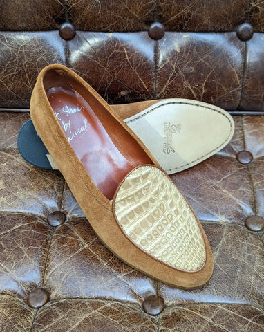 Belgian Loafer - Tan Suede & Croc, UK 7