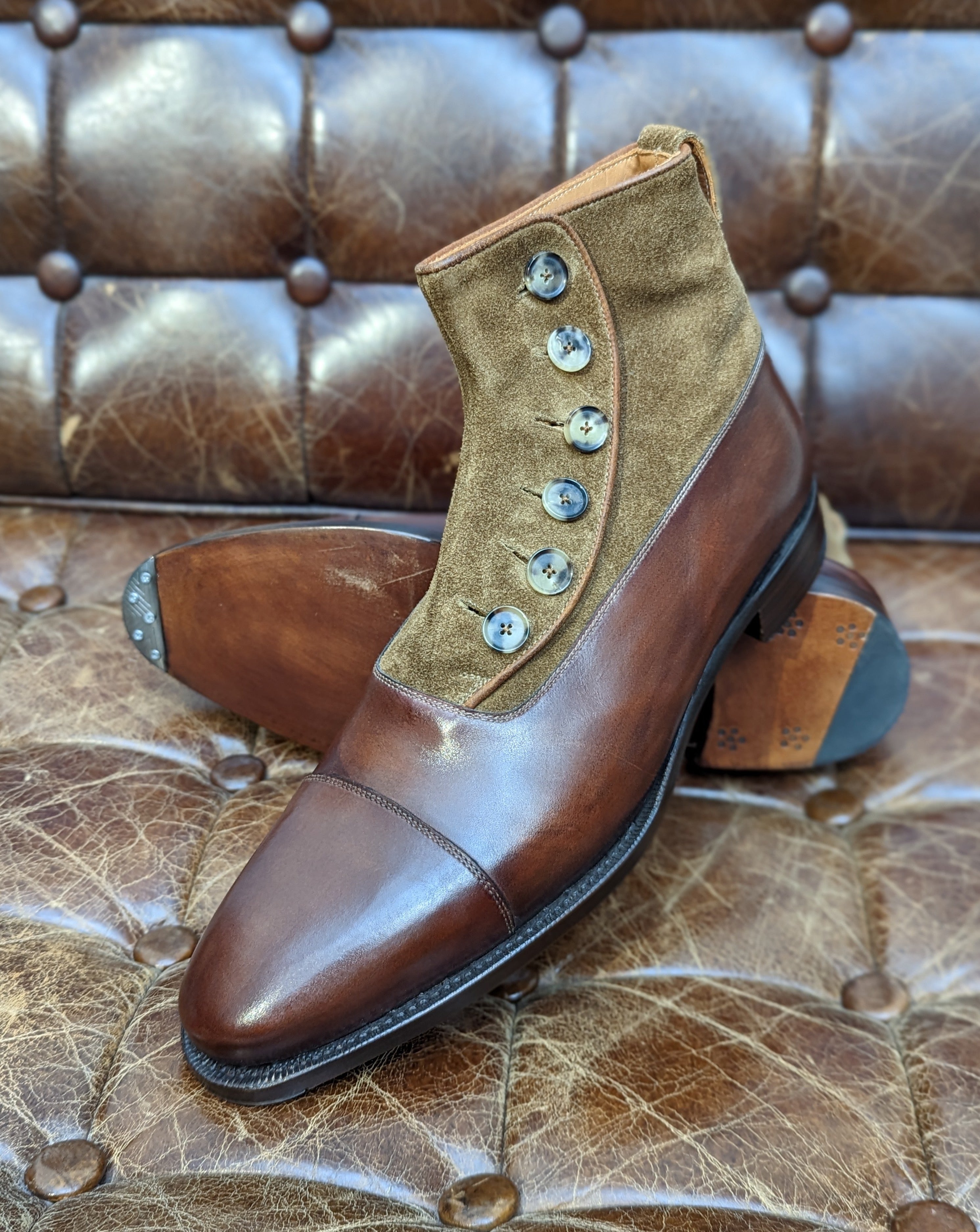 Bettanin & Ventura - Camel Suede & Cognac Calf, UK 9.5 - Ascot Shoes