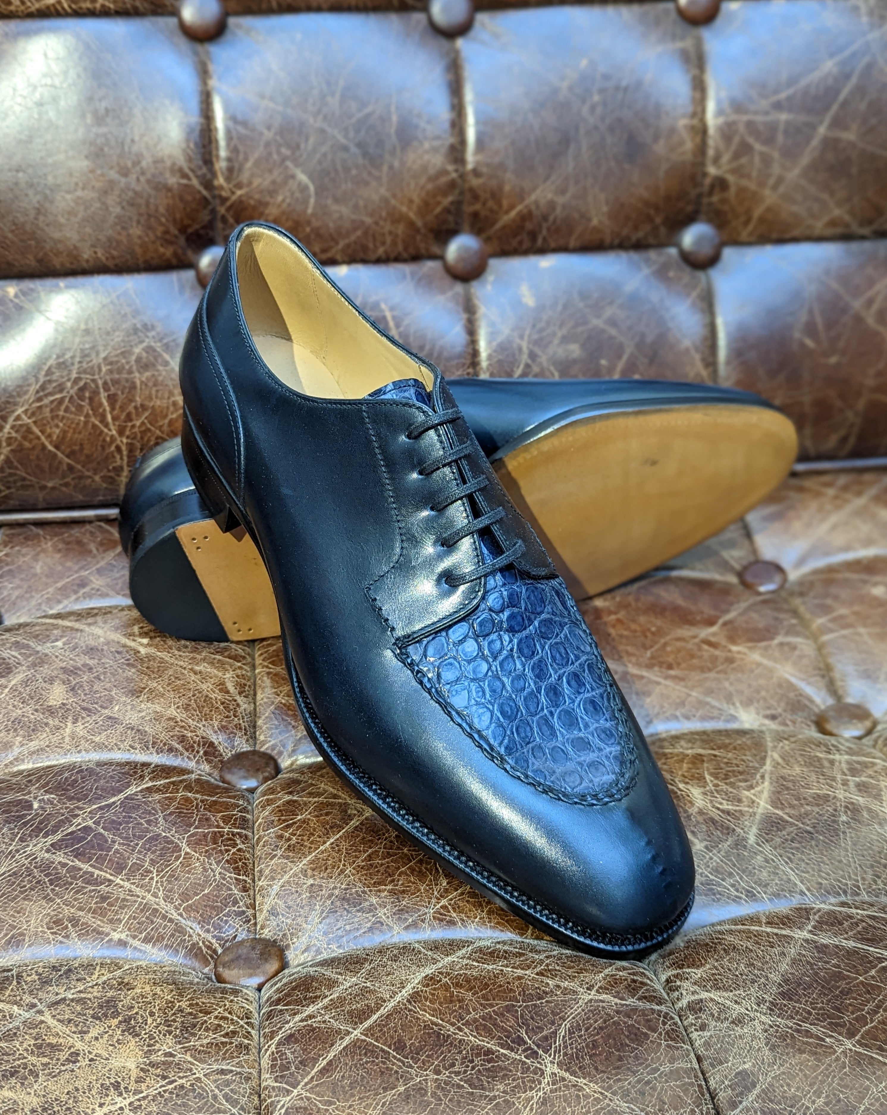 Ascot Kaan - Navy Calf & Croc, UK 8 - Ascot Shoes