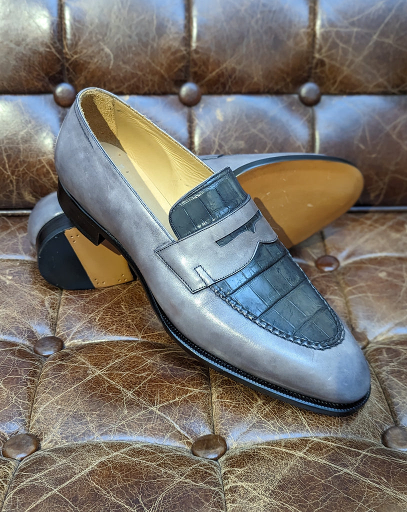 Ascot Sinatra - Grey Semi Croc, UK 8 - Ascot Shoes