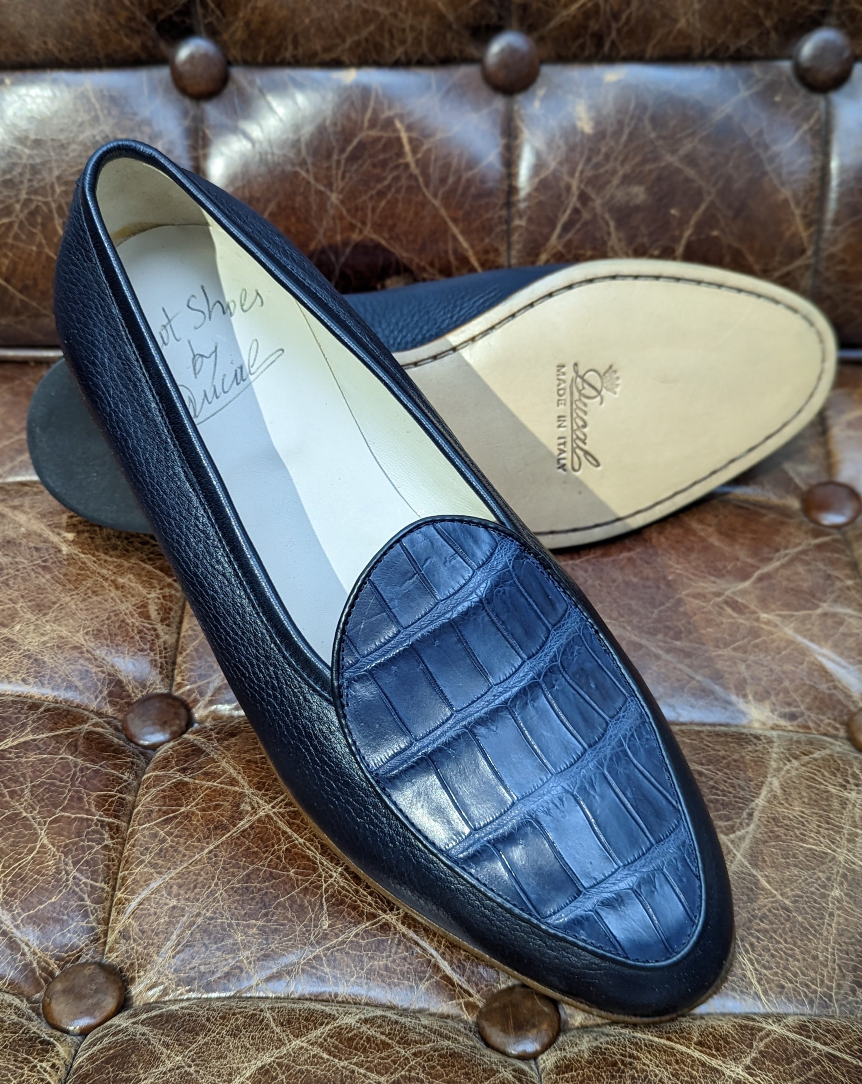 Belgian Loafer - Blue Croc & Deer, UK 9 - Ascot Shoes