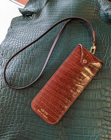 Bespoke Sunglasses Case - Cognac Crocodile