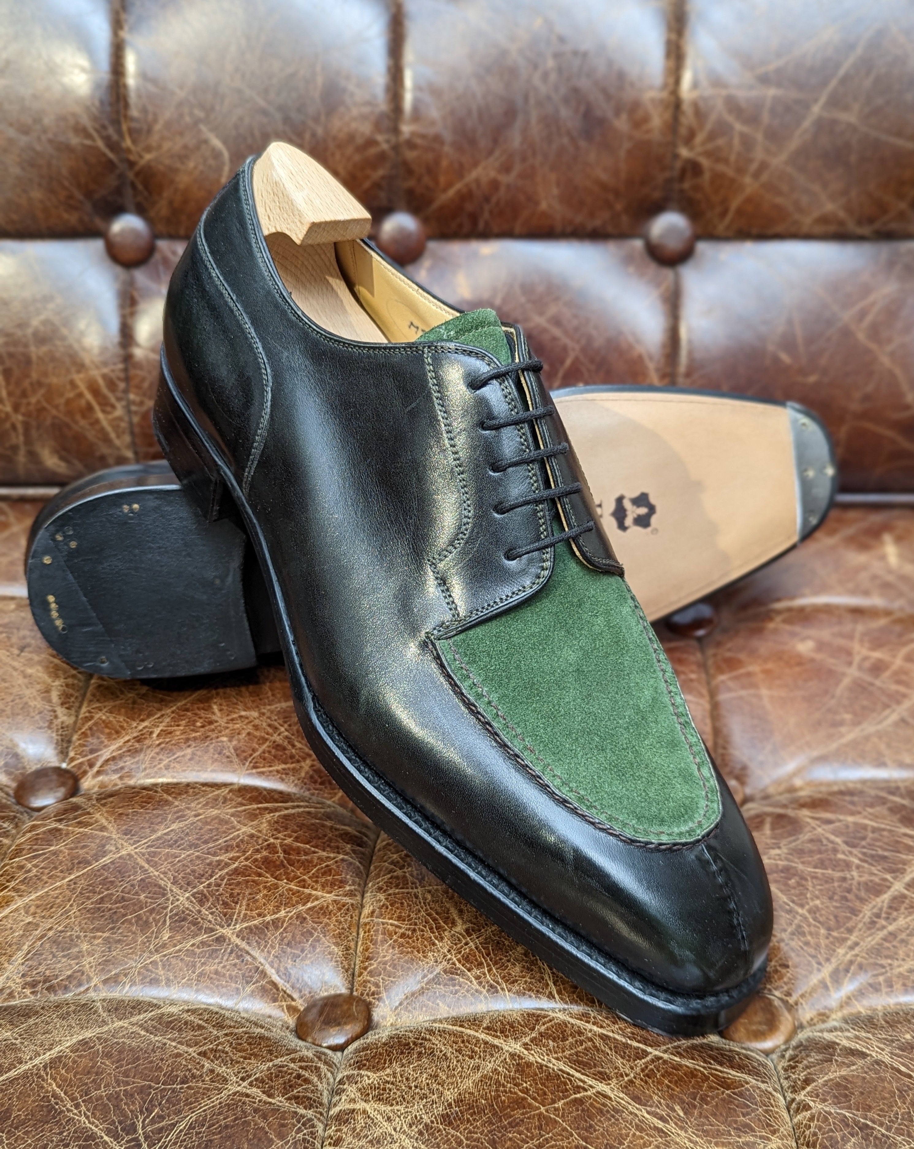 Ascot Kaan - Green Museum Calf & Suede, UK 10, U Last - Ascot Shoes
