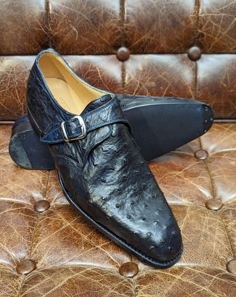 Vass Monk - Navy Ostrich, UK 8, K last - Ascot Shoes
