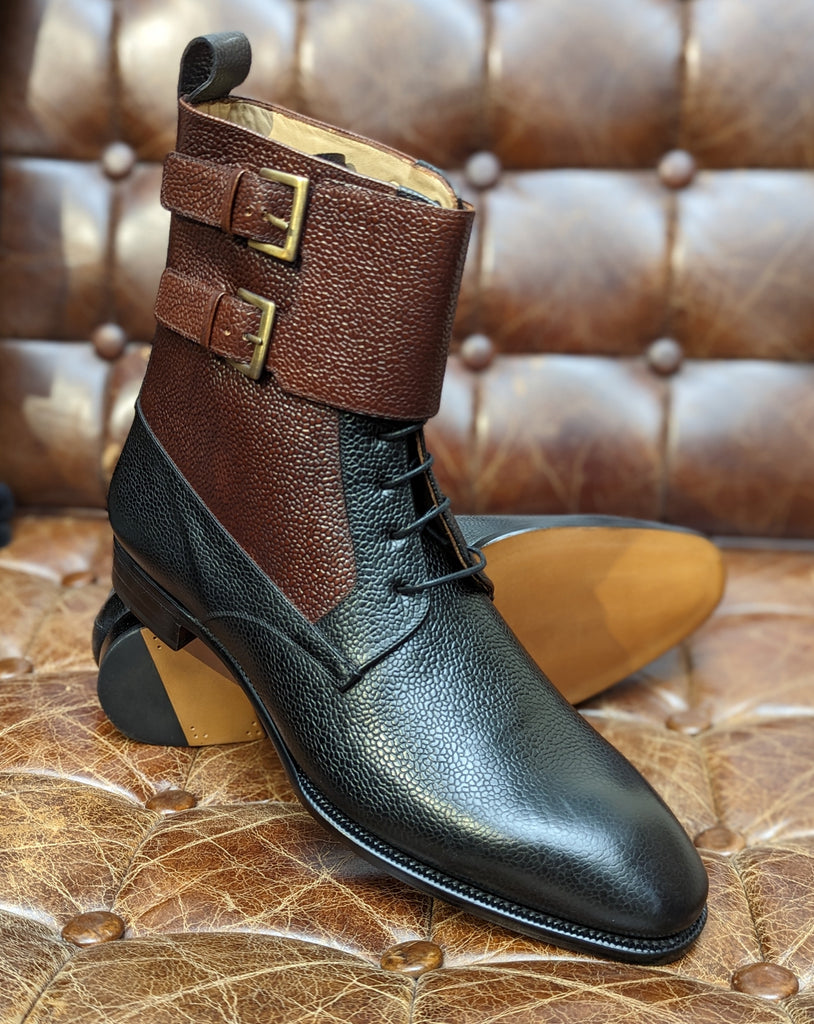 TLB Tall Boot - Black & Brown Grain, UK 10 - Ascot Shoes