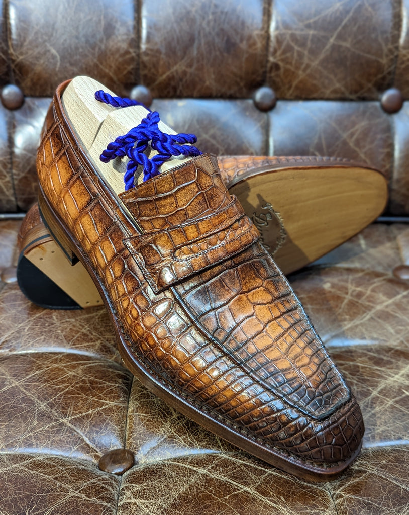 Ascot Loafer - Tan Crocodile, UK 10 - Ascot Shoes