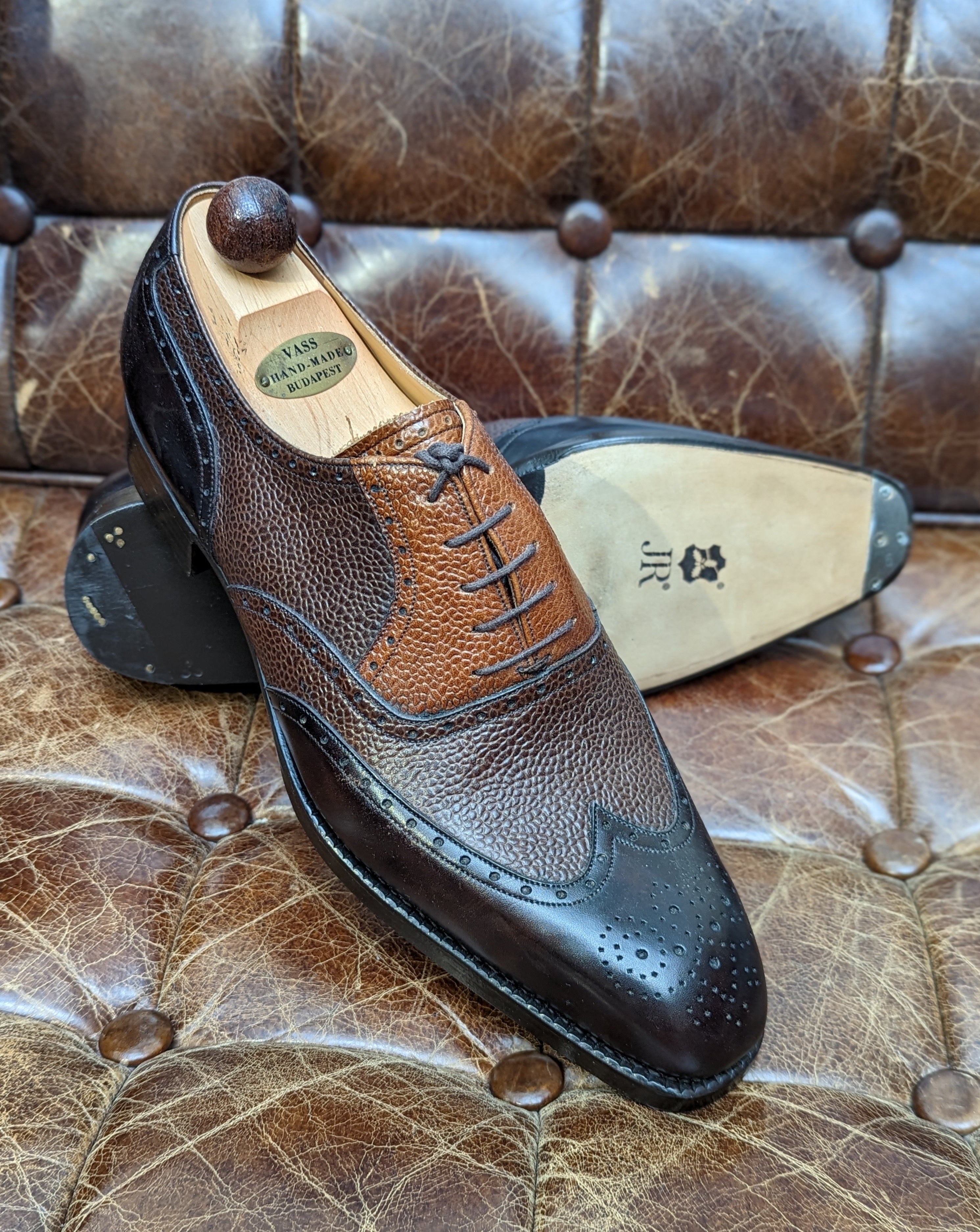 Vass Oxford - Tan/ Brown Grain & Brown Museum Calf, UK 10, K last - Ascot Shoes