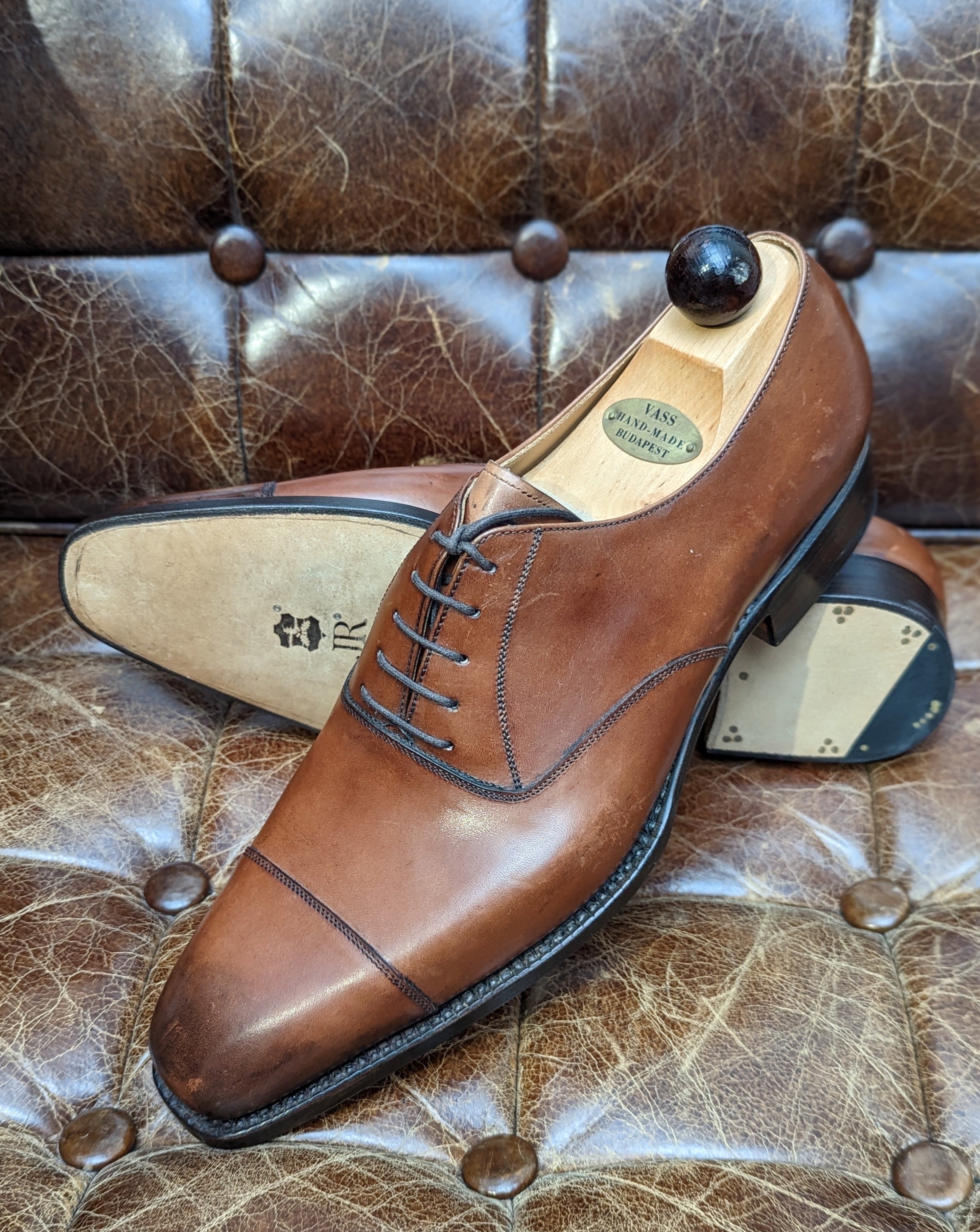Vass Oxford - Tan Calf, UK 10, U last - Ascot Shoes