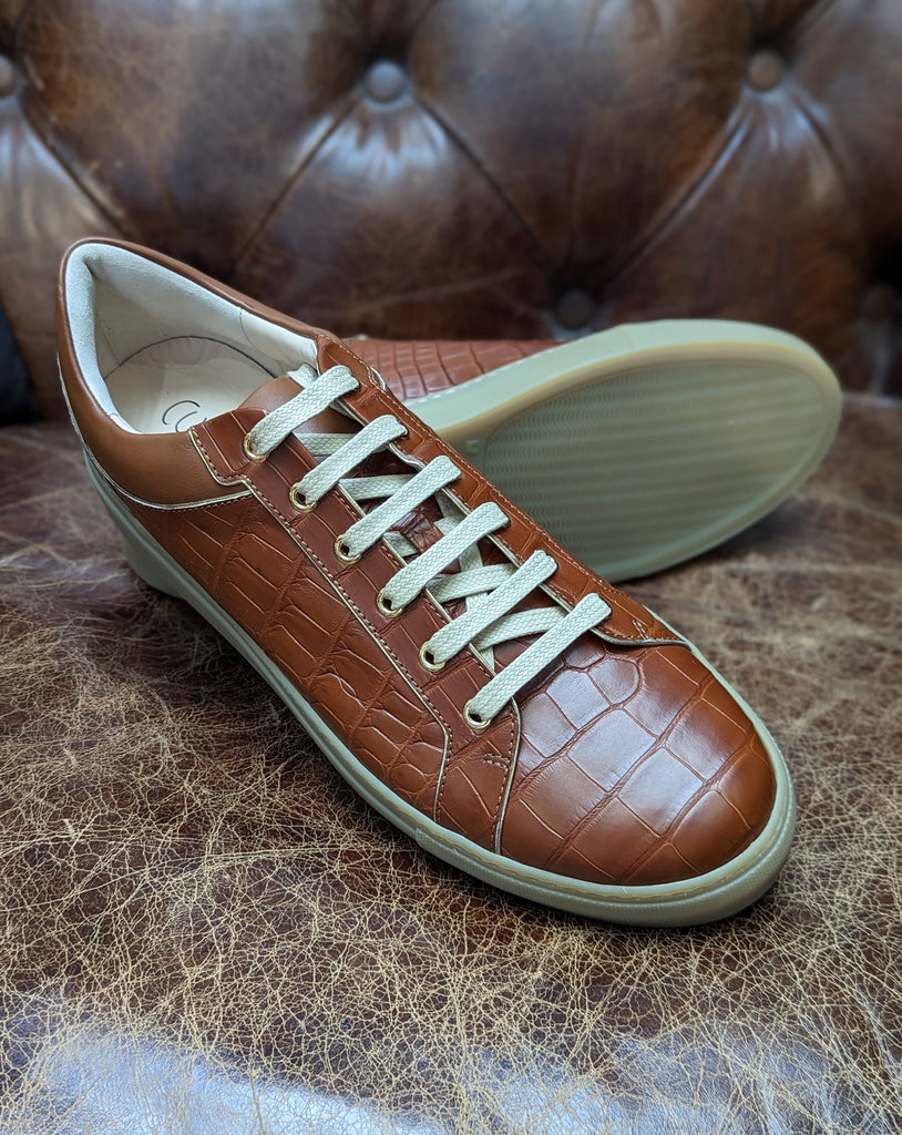 Ascot Sneaker - Cognac Croc, UK 10 - Ascot Shoes