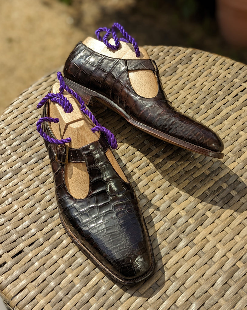 Edward Green - Dark Brown Croc, UK 9, 606 last - Ascot Shoes