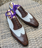 Ascot Gatsby - Brown Hatch Grain & White Calf - Ascot Shoes