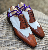 Ascot Gatsby - Tan Hatch Grain & White Calf - Ascot Shoes