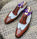 Ascot Gatsby - Tan Hatch Grain & White Calf - Ascot Shoes