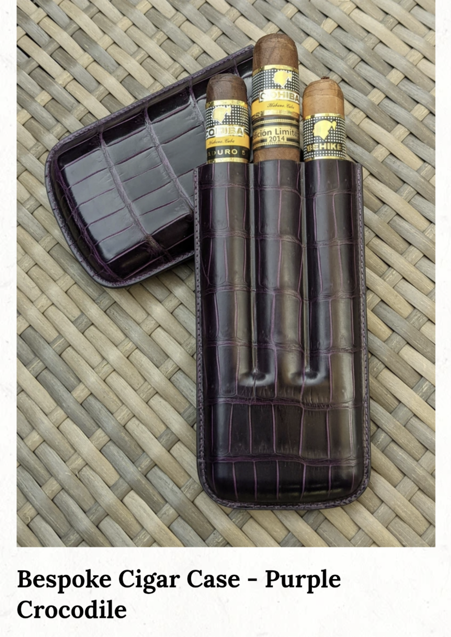 George Bespoke Purple Crocodile Cigar Case - Ascot Shoes