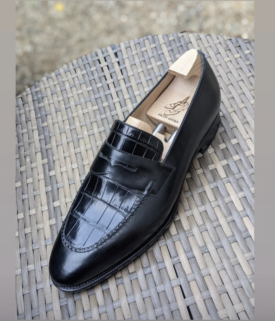 Invoice Allan. Black Crocodile & Calf Loafers UK9.5 EU44 - Ascot Shoes