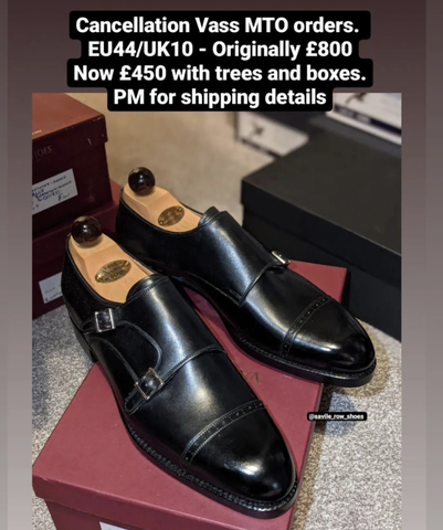 Ascot Double Monk Strap Shoes UK 10. Black Calf