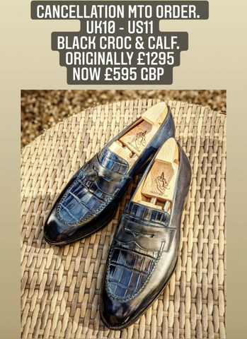 Mohammed Invoice: Black Crocodile Calf Loafers UK10