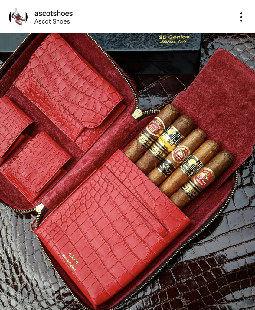 Custom Made Travel Cigar for Marcus. Crocodile Bordeaux - Ascot Shoes