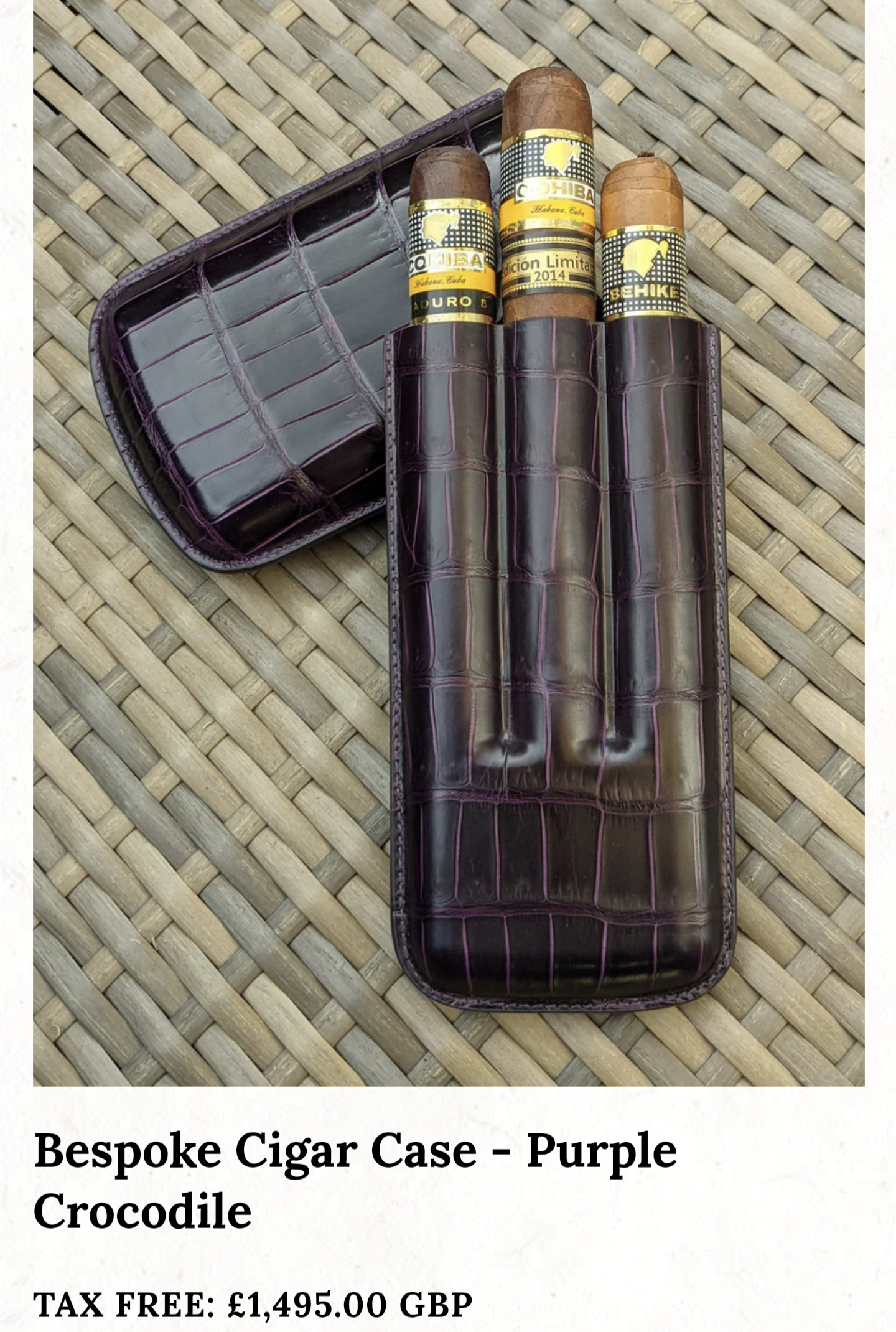Bespoke Crocodile Cigar case. 3 slots - Ascot Shoes